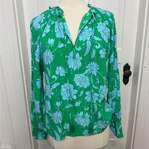 Sugarlips Green and Blue Floral Blouse